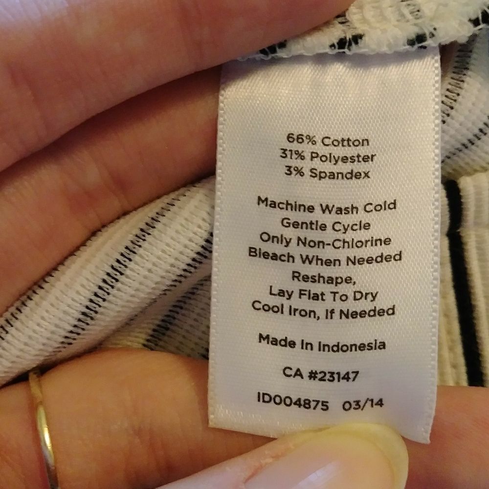 Talbots Textured Black & White Striped Boxy Top - Picture 4 of 6